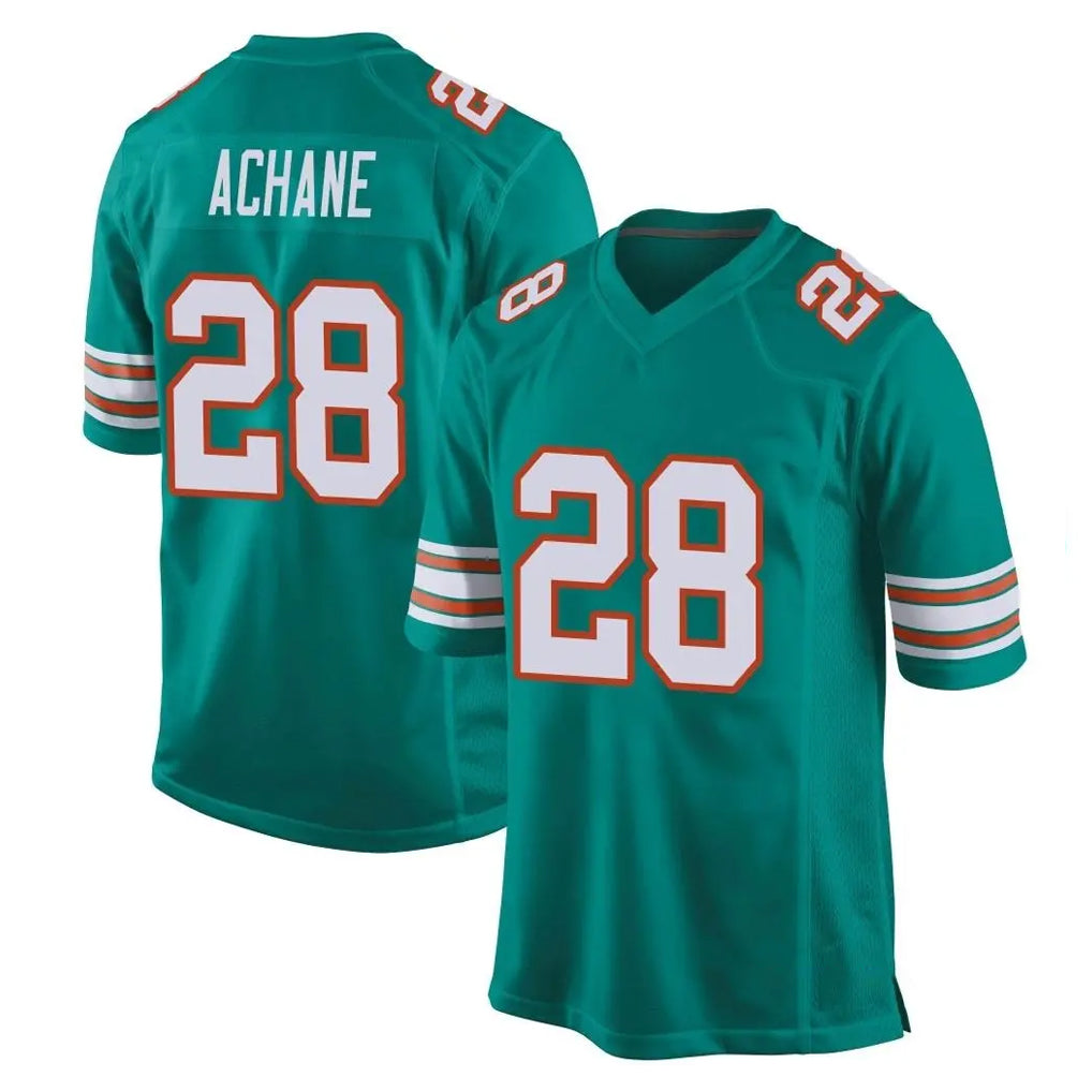 Fenge M.Dolphins #28 De'Von Achane Player Aqua Alternate Home Game Stitched Jerseys