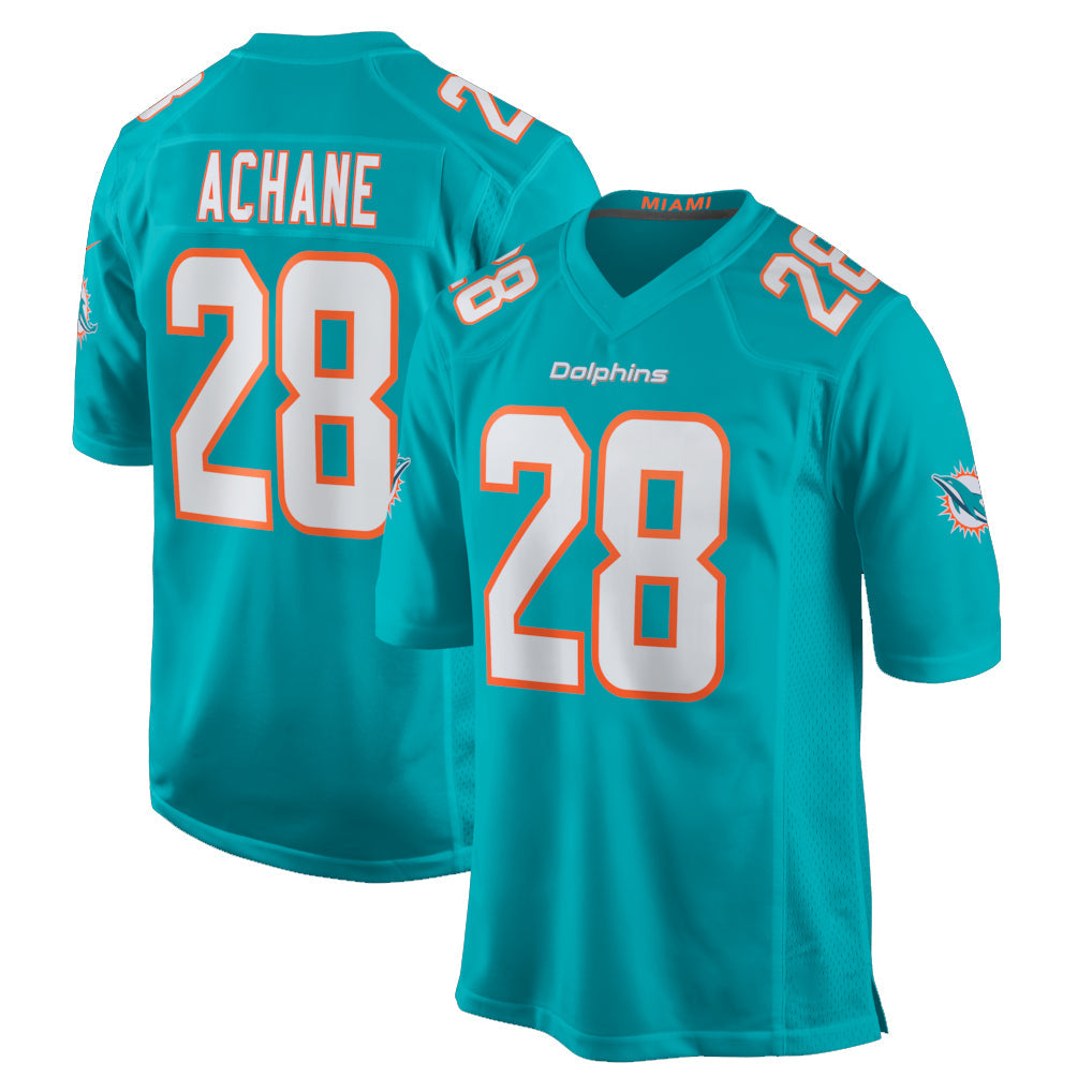 Fenge M.Dolphins #28 De'Von Achane Player Aqua Home Game Stitched Jerseys
