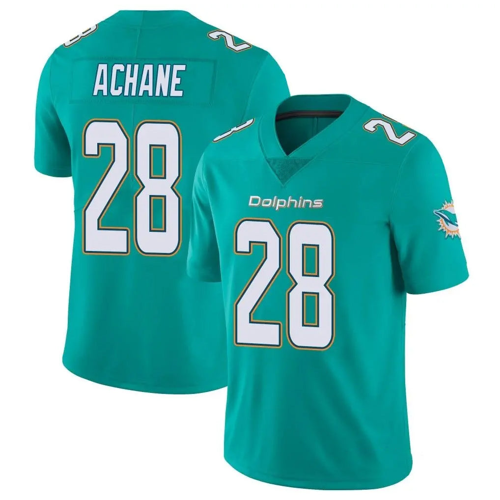 Fenge M.Dolphins #28 De'Von Achane Player Aqua Limited Vapor Untouchable Home Game Stitched Jerseys