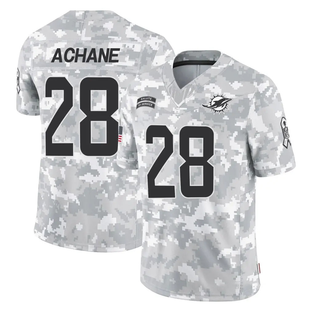 Fenge M.Dolphins #28 De'Von Achane Player Arctic Camo Salute To Service Limited Game Stitched Jerseys