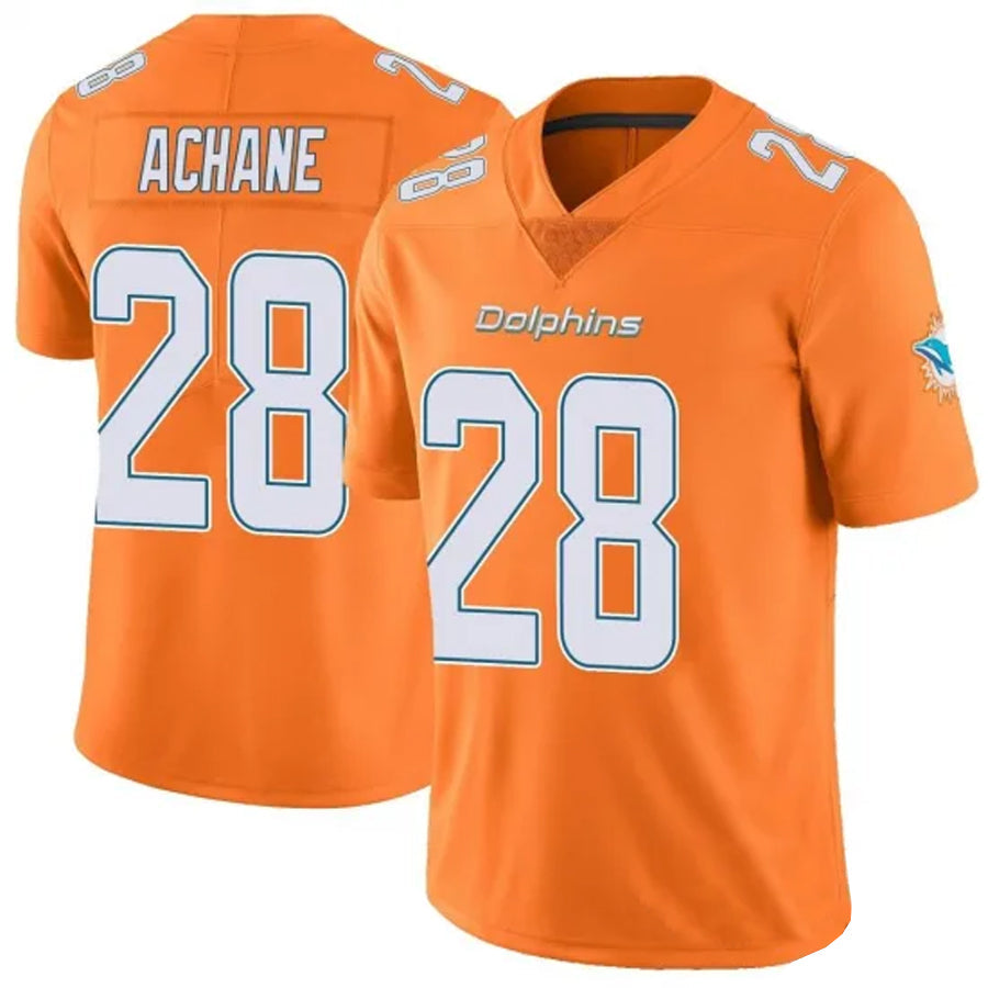 Fenge M.Dolphins #28 De?¡¥Von Achane Player Orange Vapor Limited Stitched Jerseys