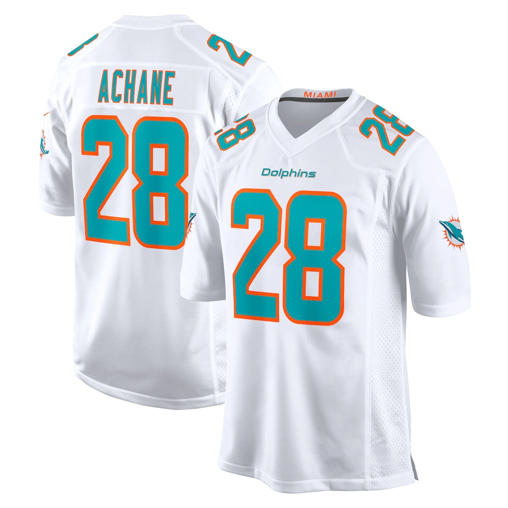 Fenge M.Dolphins #28 De'Von Achane Player White Limited Home Game Stitched Jerseys