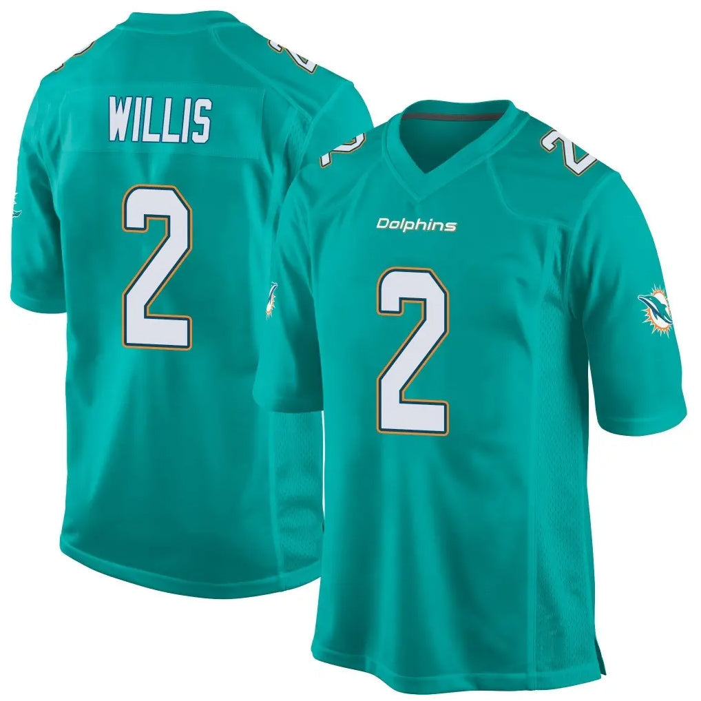 Fenge M.Dolphins #2 Malik Willis Player Aqua Team Color Home Game Stitched Jerseys