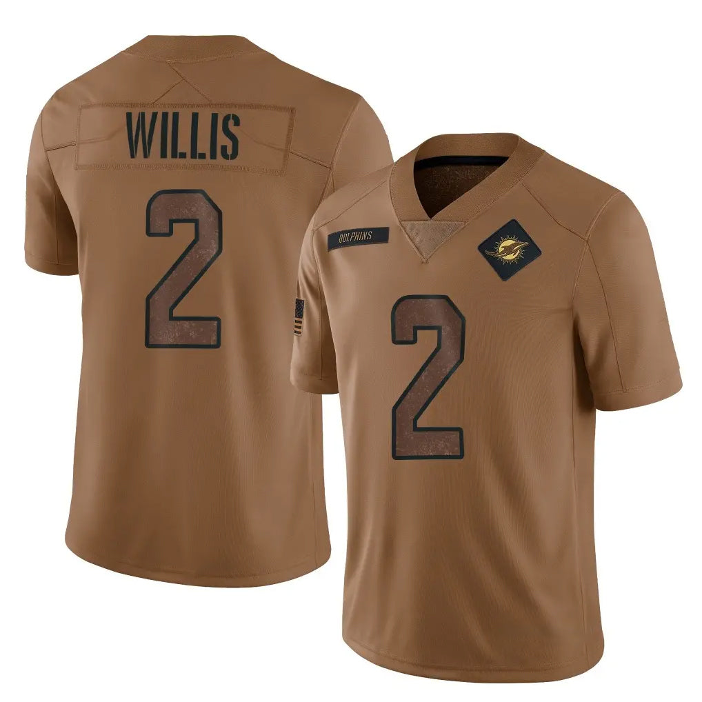 Fenge M.Dolphins #2 Malik Willis Player Brown Salute To Service Limited Stitched Jerseys