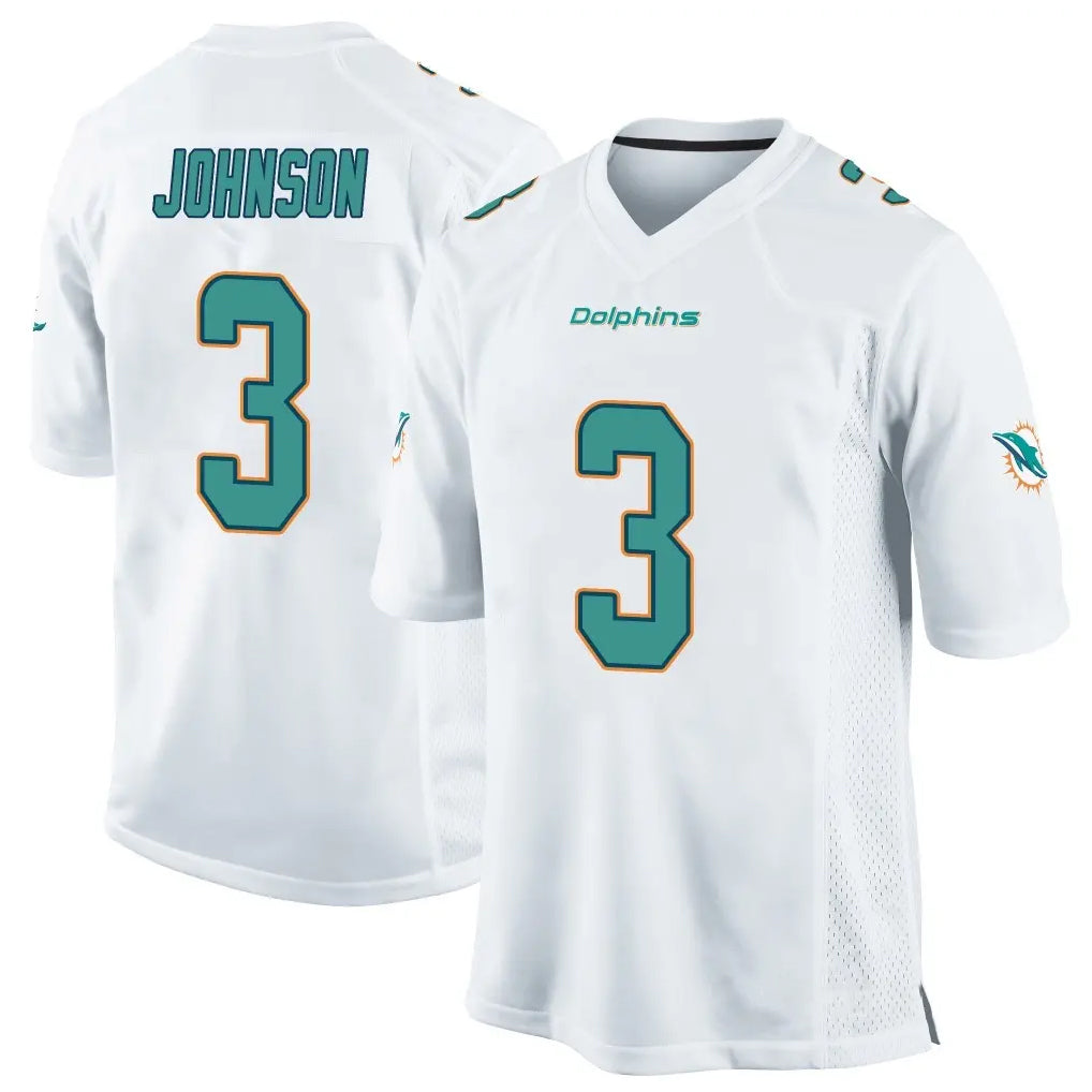 Fenge M.Dolphins #3 Chris Johnson Player White Home Game Stitched Jerseys