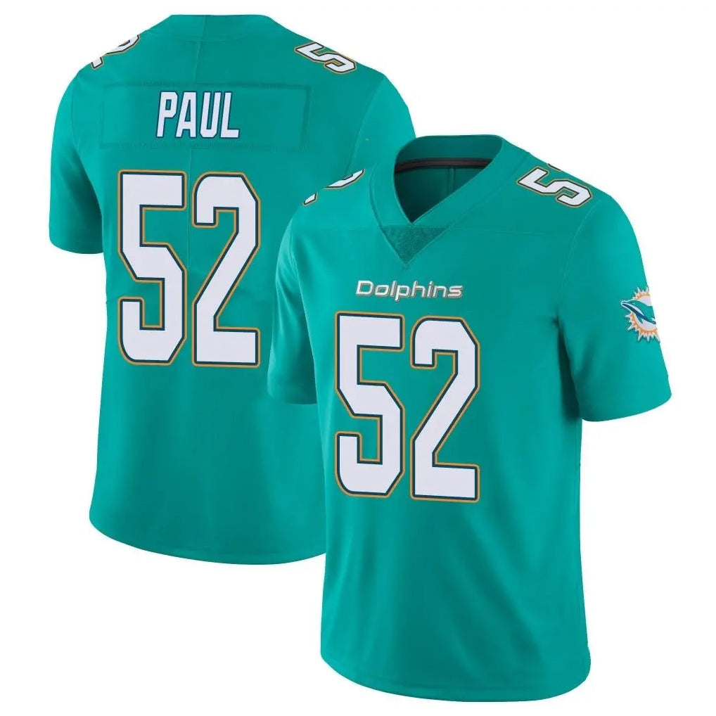 Fenge M.Dolphins #52 Patrick Paul Player Aqua Limited Vapor Untouchable Home Game Stitched Jerseys