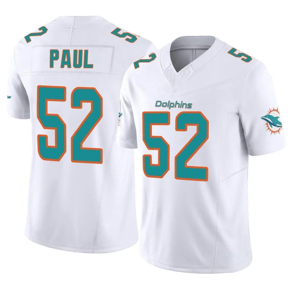 Fenge M.Dolphins #52 Patrick Paul Player White Limited Vapor F.U.S.E. Home Game Stitched Jerseys