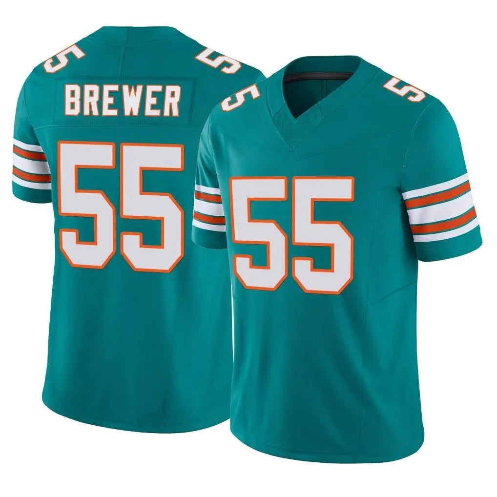 Fenge M.Dolphins #55 Aaron Brewer Player Aqua Limited Alternate Vapor F.U.S.E. Home Game Stitched Jerseys