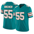 Fenge M.Dolphins #55 Aaron Brewer Player Aqua Limited Alternate Vapor F.U.S.E. Home Game Stitched Jerseys