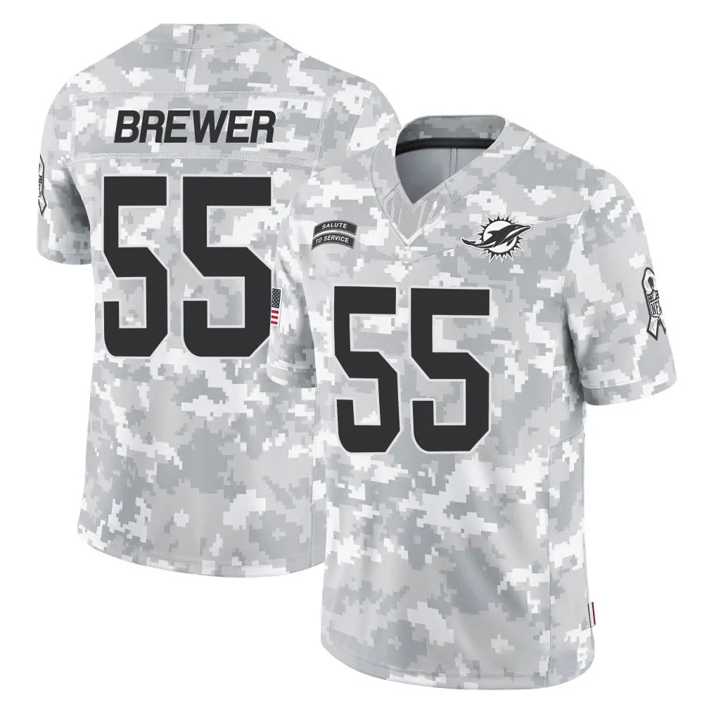 Fenge M.Dolphins #55 Aaron Brewer Player Arctic Camo Salute To Service Limited Game Stitched Jerseys