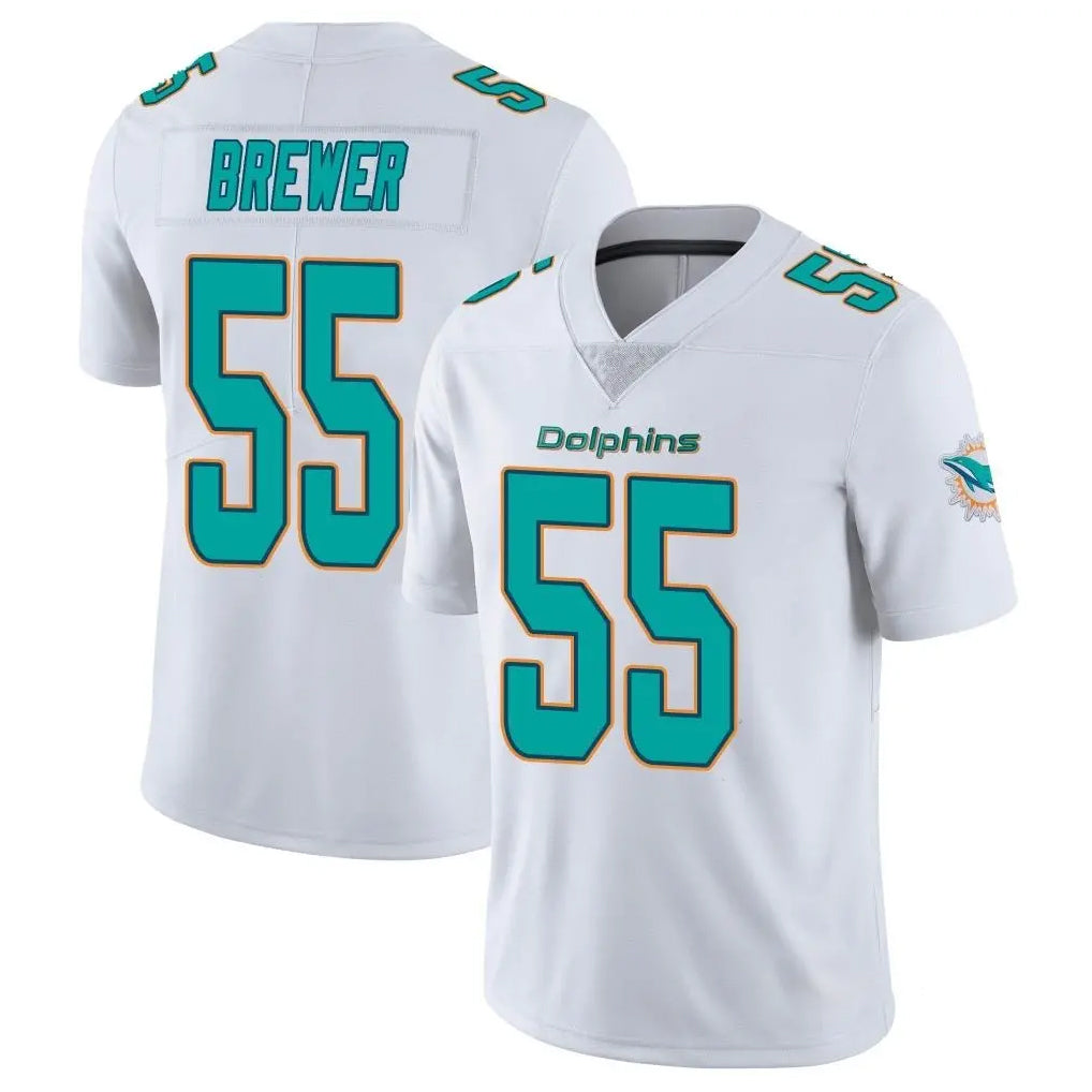 Fenge M.Dolphins #55 Aaron Brewer Player White Limited Vapor Untouchable Home Game Stitched Jerseys