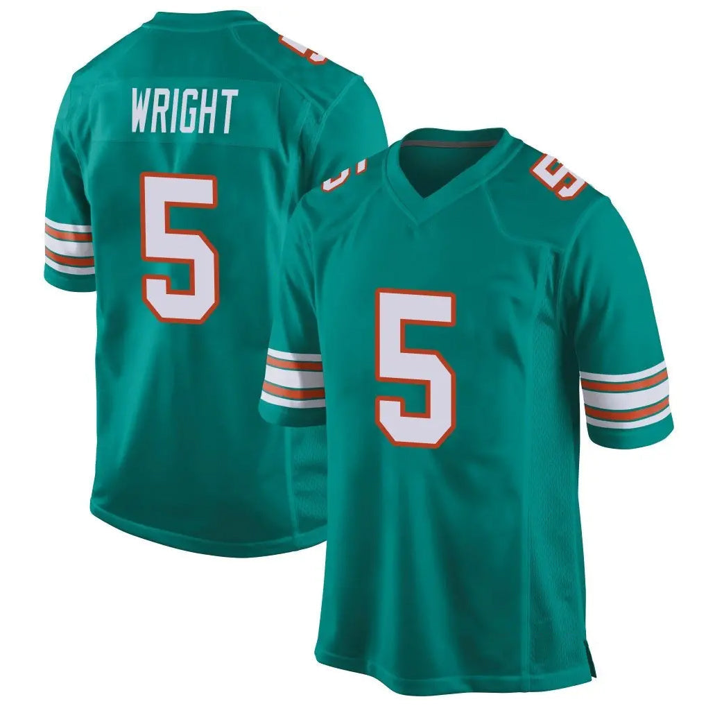 Fenge M.Dolphins #5 Jaylen Wright Player Aqua Alternate Home Game Stitched Jerseys