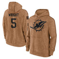 Fenge M.Dolphins #5 Jaylen Wright Player Brown Salute to Service Hoodies Limited Game Stitched Jerseys