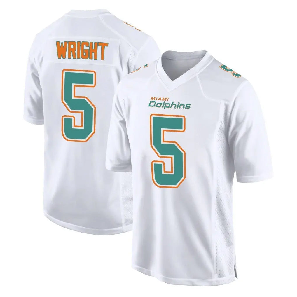 Fenge M.Dolphins #5 Jaylen Wright Player White Fashion Home Game Stitched Jerseys