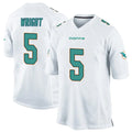 Fenge M.Dolphins #5 Jaylen Wright Player White Home Game Stitched Jerseys