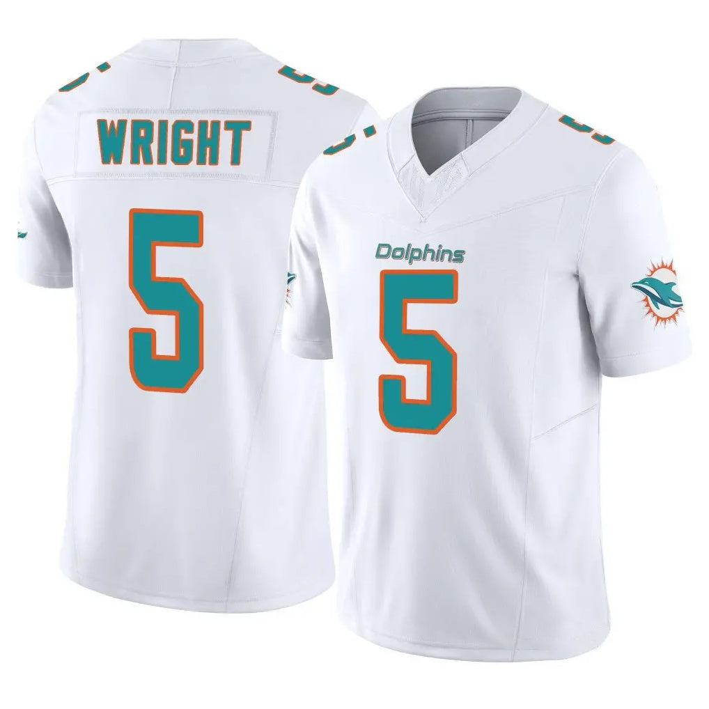 Fenge M.Dolphins #5 Jaylen Wright Player White Limited Vapor F.U.S.E. Home Game Stitched Jerseys