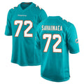 Fenge M.Dolphins #72 Jonah Savaiinaea Player Aqua Home Game Stitched Jerseys