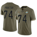 Fenge M.Dolphins #74 Kadyn Proctor Player Olive Salute To Service Limited Stitched Jerseys