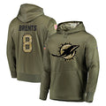 Fenge M.Dolphins #8 JuJu Brents Player Olive Salute to Service Pullover Hoodies Home Game Stitched Jerseys