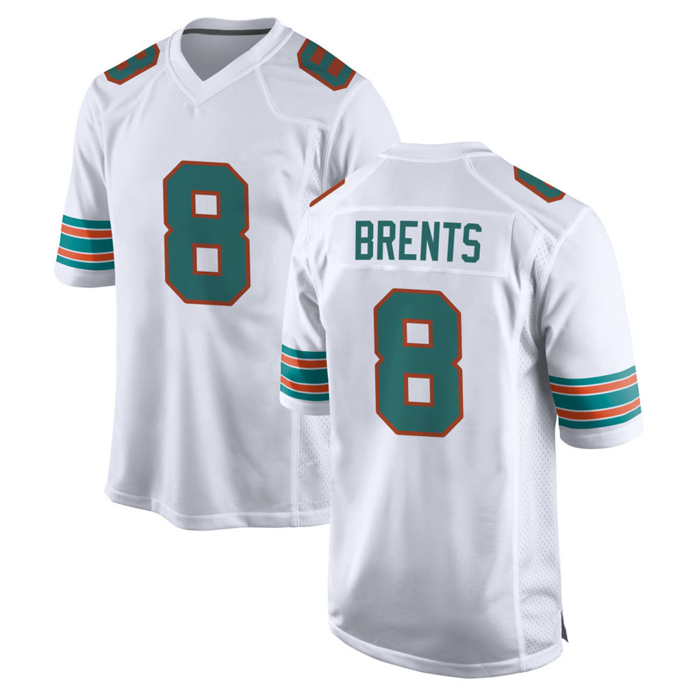 Fenge M.Dolphins #8 JuJu Brents Player White Limited Home Game Stitched Jerseys