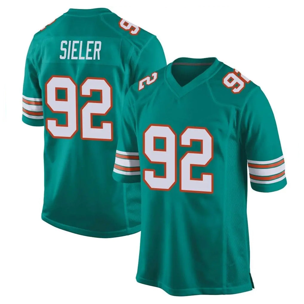 Fenge M.Dolphins #92 Zach Sieler Player Aqua Alternate Home Game Stitched Jerseys