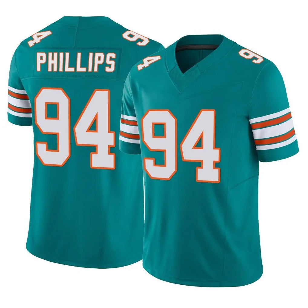 Fenge M.Dolphins #94 Jordan Phillips Player Aqua Limited Alternate Vapor F.U.S.E. Home Game Stitched Jerseys