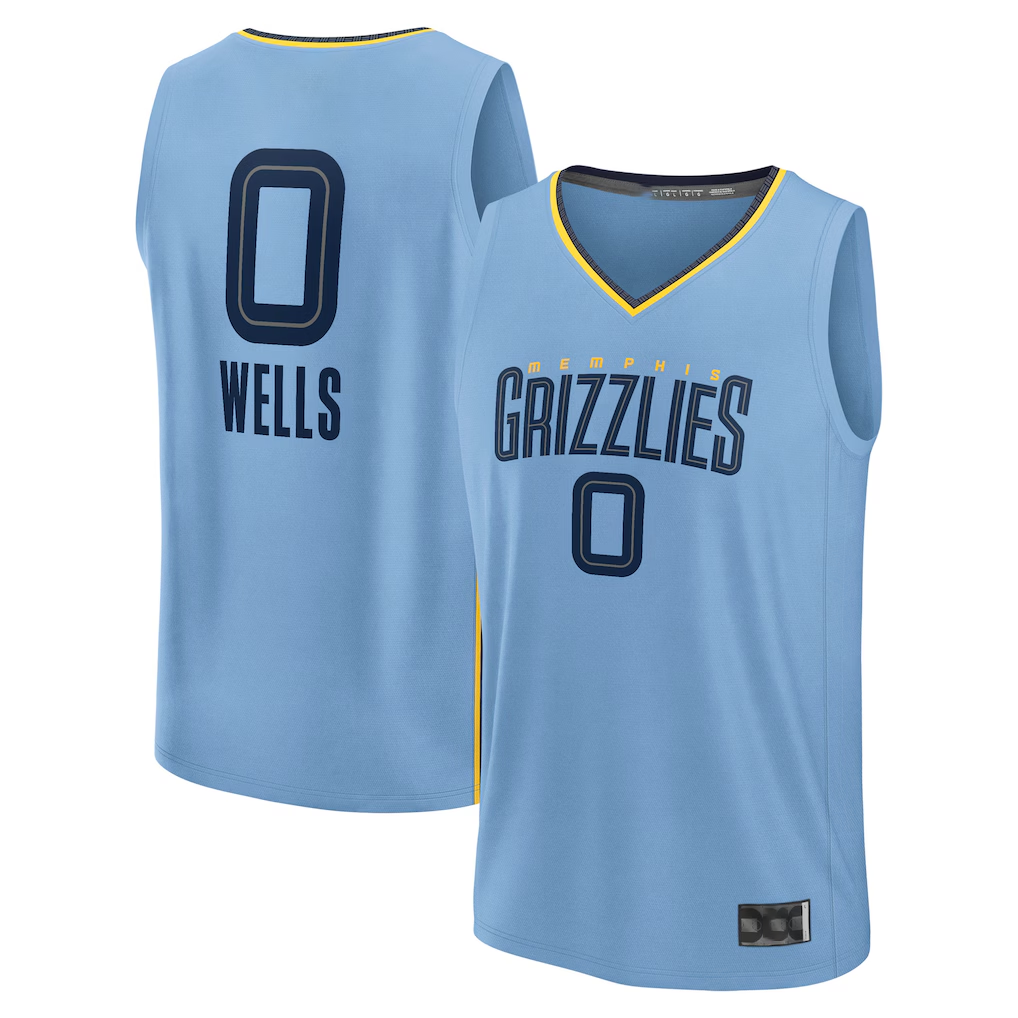 Fenge M.Grizzlies #0 Jaylen Wells Light Blue Fast Break Replica Player Stitched Jerseys- Statement Edition