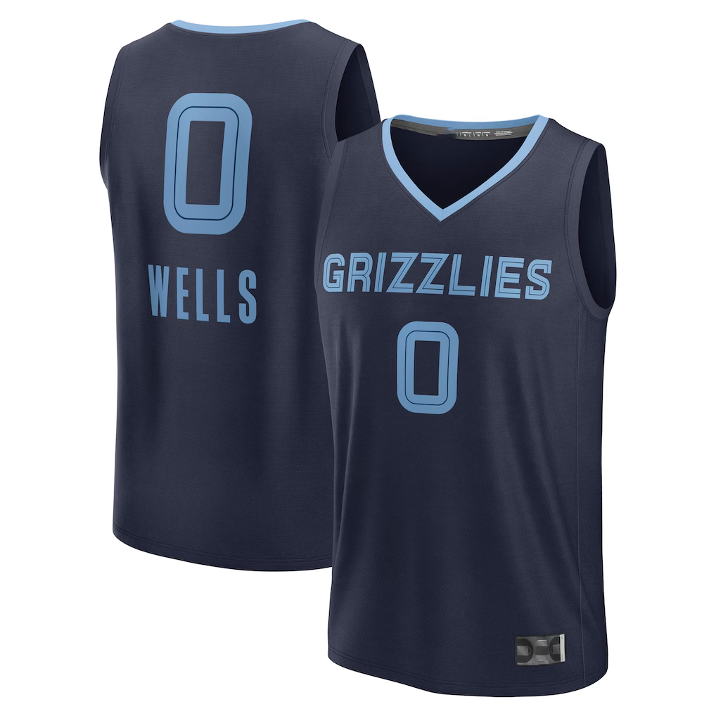 Fenge M.Grizzlies #0 Jaylen Wells Navy Fast Break Replica Player Stitched Jerseys- Icon Edition