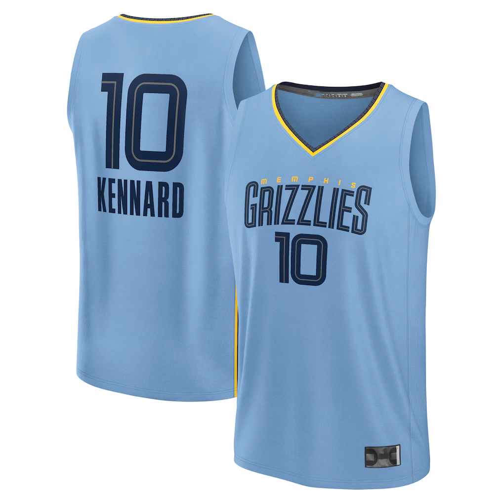 Fenge M.Grizzlies #10 Luke Kennard Light Blue Fast Break Replica Player Stitched Jerseys- Statement Edition