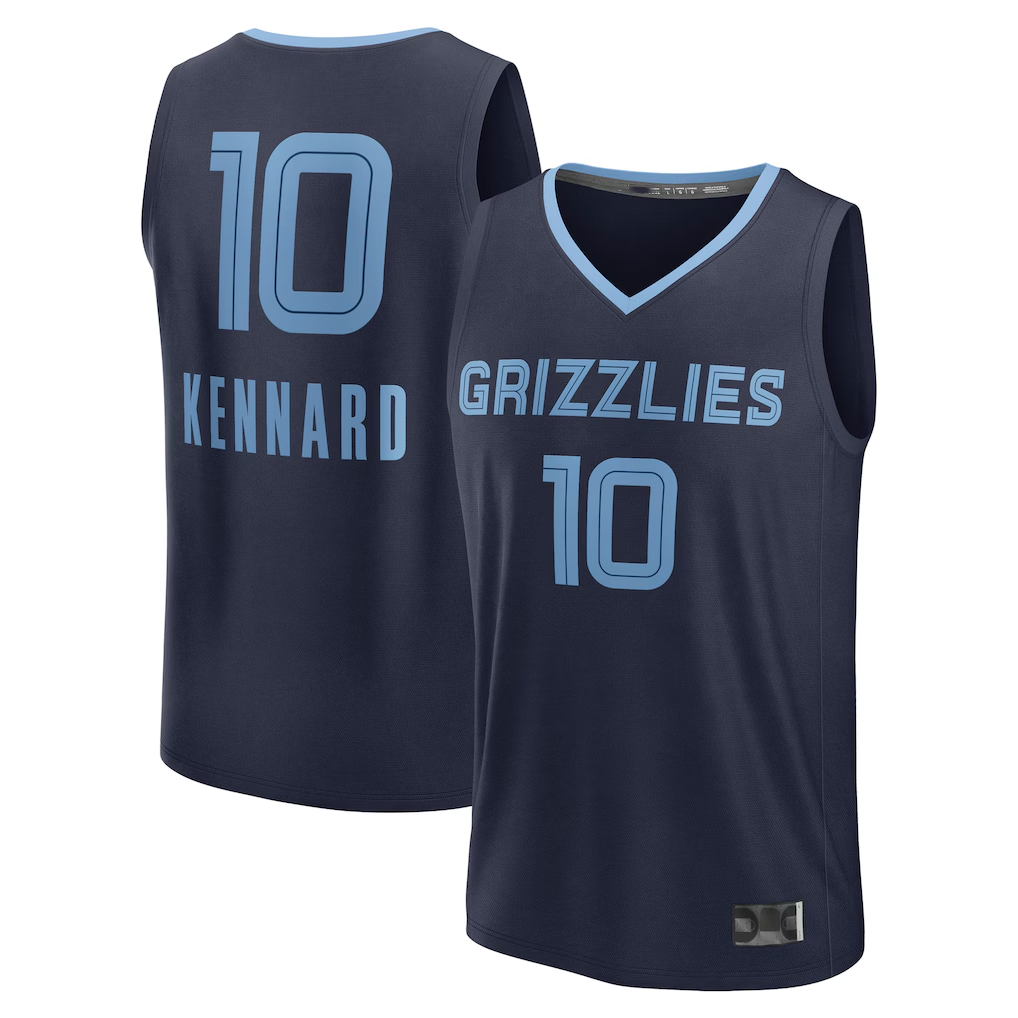 Fenge M.Grizzlies #10 Luke Kennard Navy Fast Break Replica Player Stitched Jerseys- Icon Edition