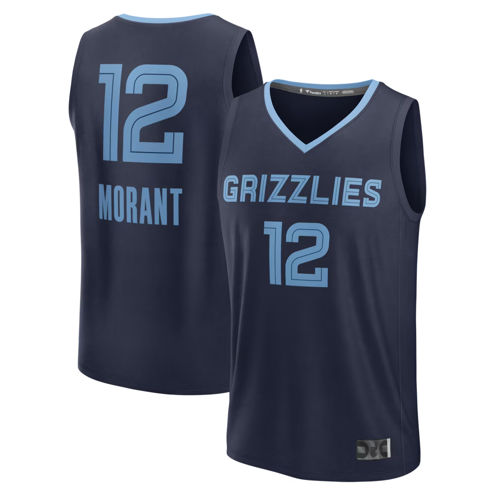 Fenge M.Grizzlies #12 Ja Morant Navy Fast Break Replica Player Stitched Jerseys- Icon Edition