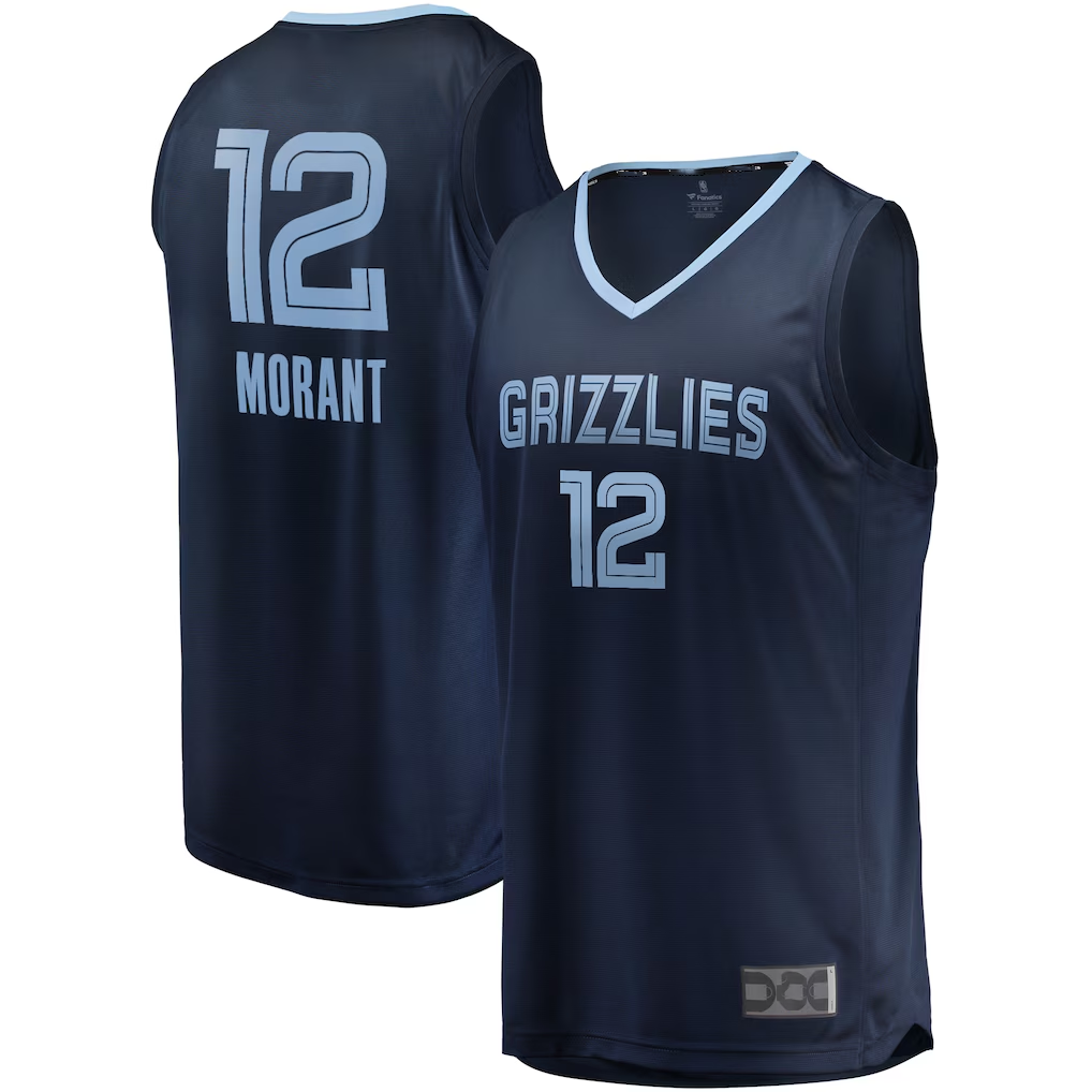 Fenge M.Grizzlies #12 Ja Morant Navy Fast Break Replica Stitched Jerseys- Icon Edition