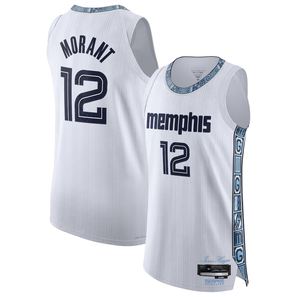 Fenge M.Grizzlies #12 Ja Morant White 2025-2026 Authentic Stitched Jerseys- City Edition