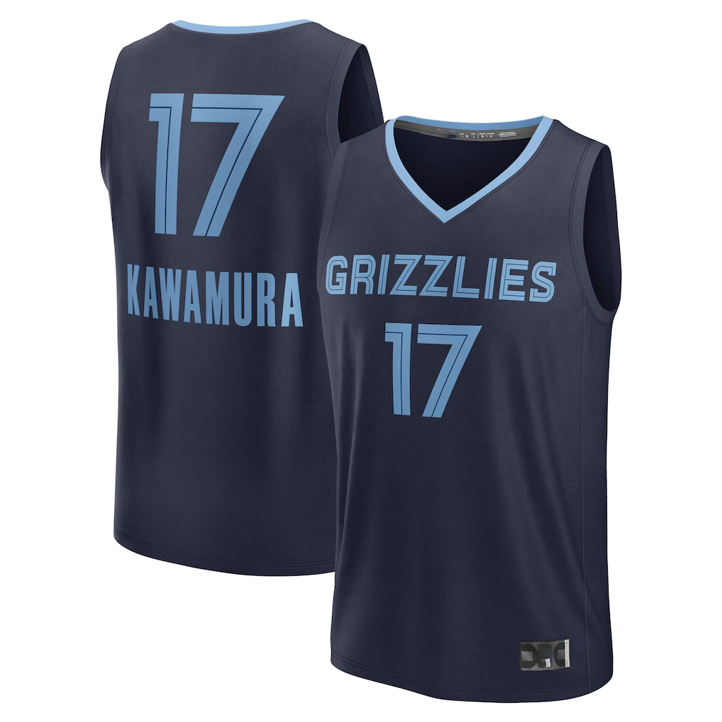 Fenge M.Grizzlies #17 Yuki Kawamura Navy Fast Break Replica Player Stitched Jerseys- Icon Edition