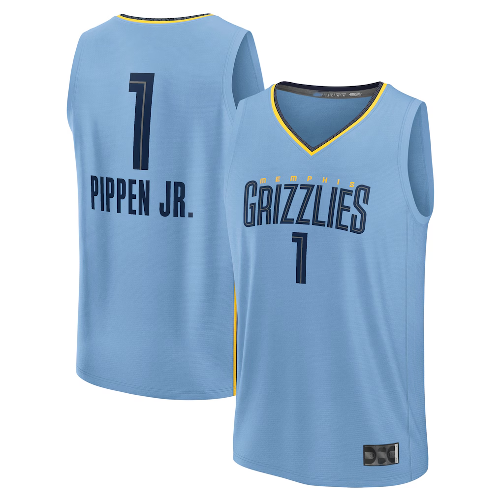 Fenge M.Grizzlies #1 Scotty Pippen Jr. Light Blue Fast Break Replica Player Stitched Jerseys- Statement Edition