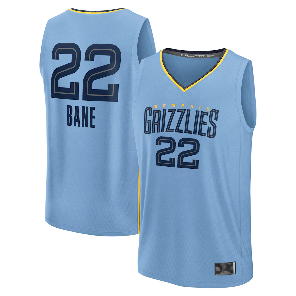 Fenge M.Grizzlies #22 Desmond Bane Light Blue Fast Break Replica Player Stitched Jerseys- Statement Edition