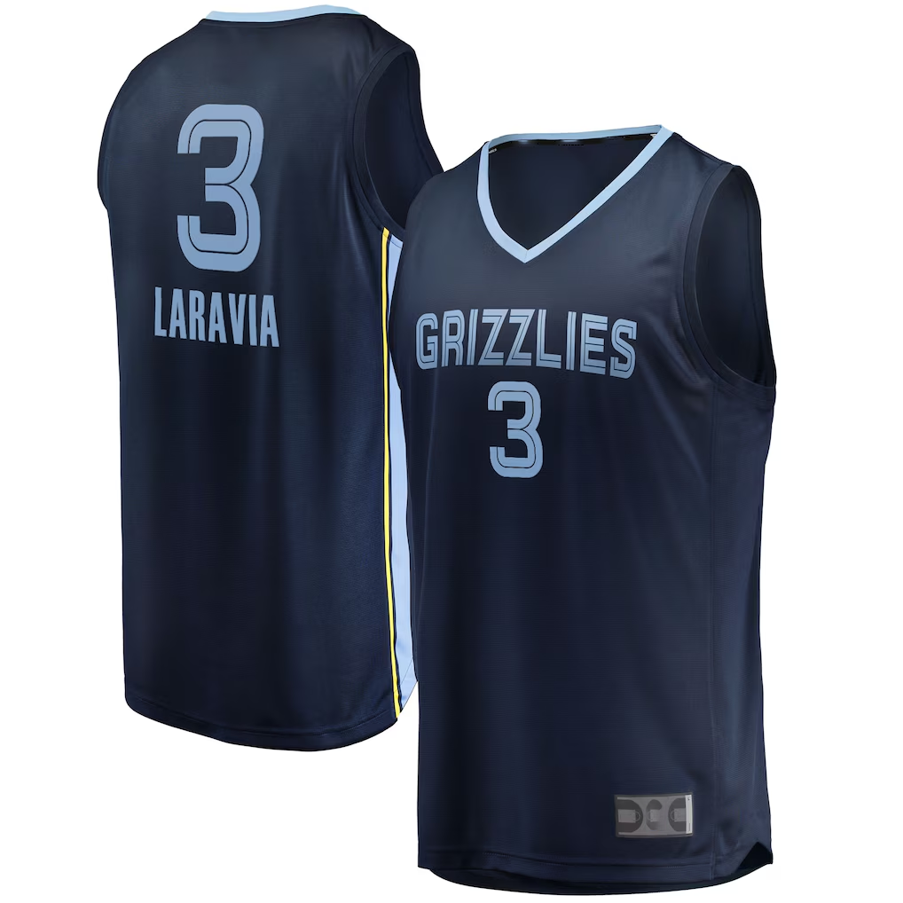 Fenge M.Grizzlies #3 Jake LaRavia Navy Fast Break Replica Player Stitched Jerseys- Icon Edition