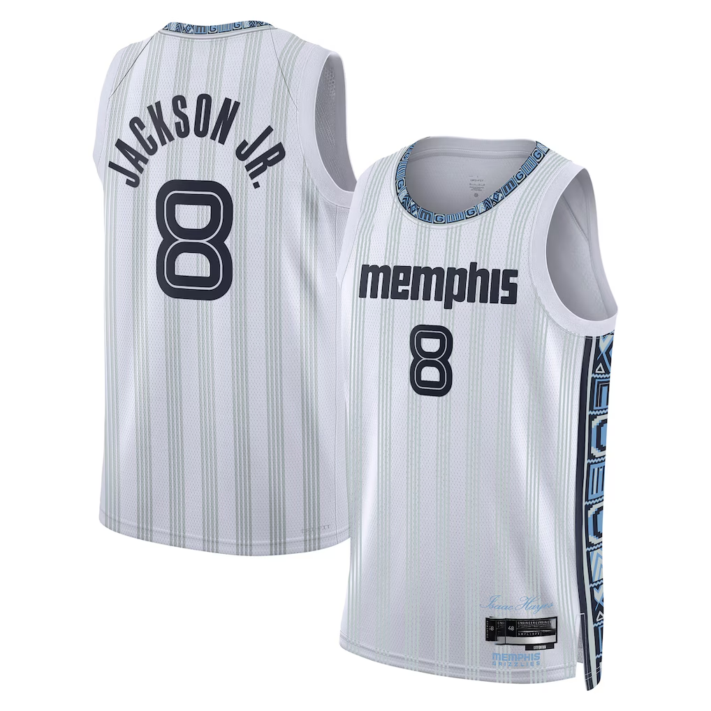 Fenge M.Grizzlies #8 Jaren Jackson Jr. White 2025-2026 Swingman Stitched Jerseys- City Edition