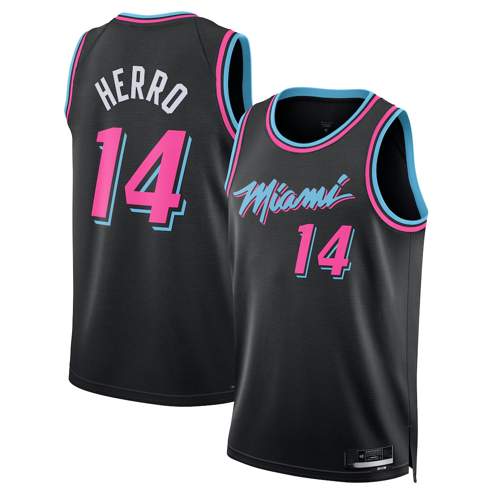 Fenge M.Heat #14 Tyler Herro Black 2025-2026 Swingman Jerseys - City Edition