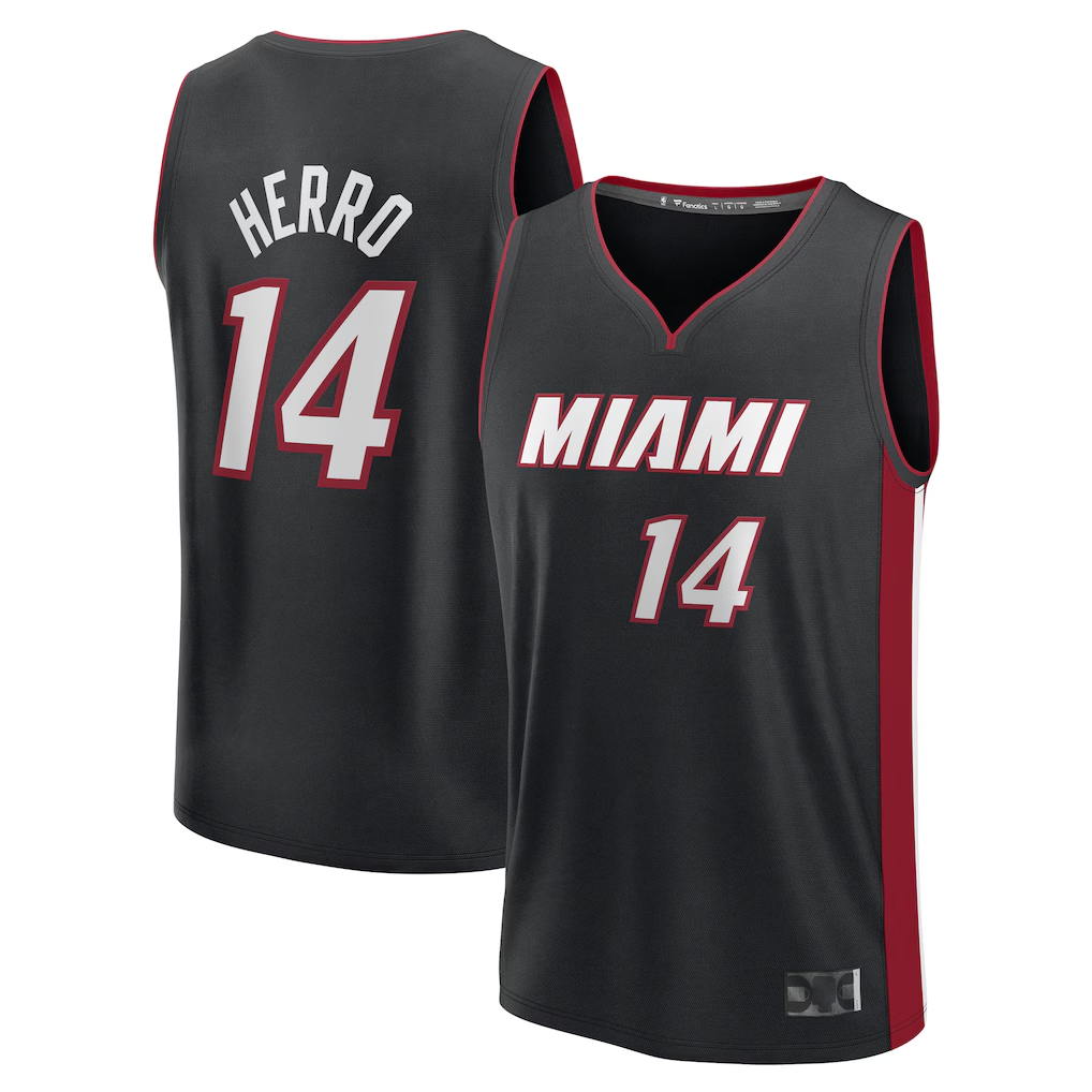 Fenge M.Heat #14 Tyler Herro Black Fast Break Replica Player Jerseys - Icon Edition