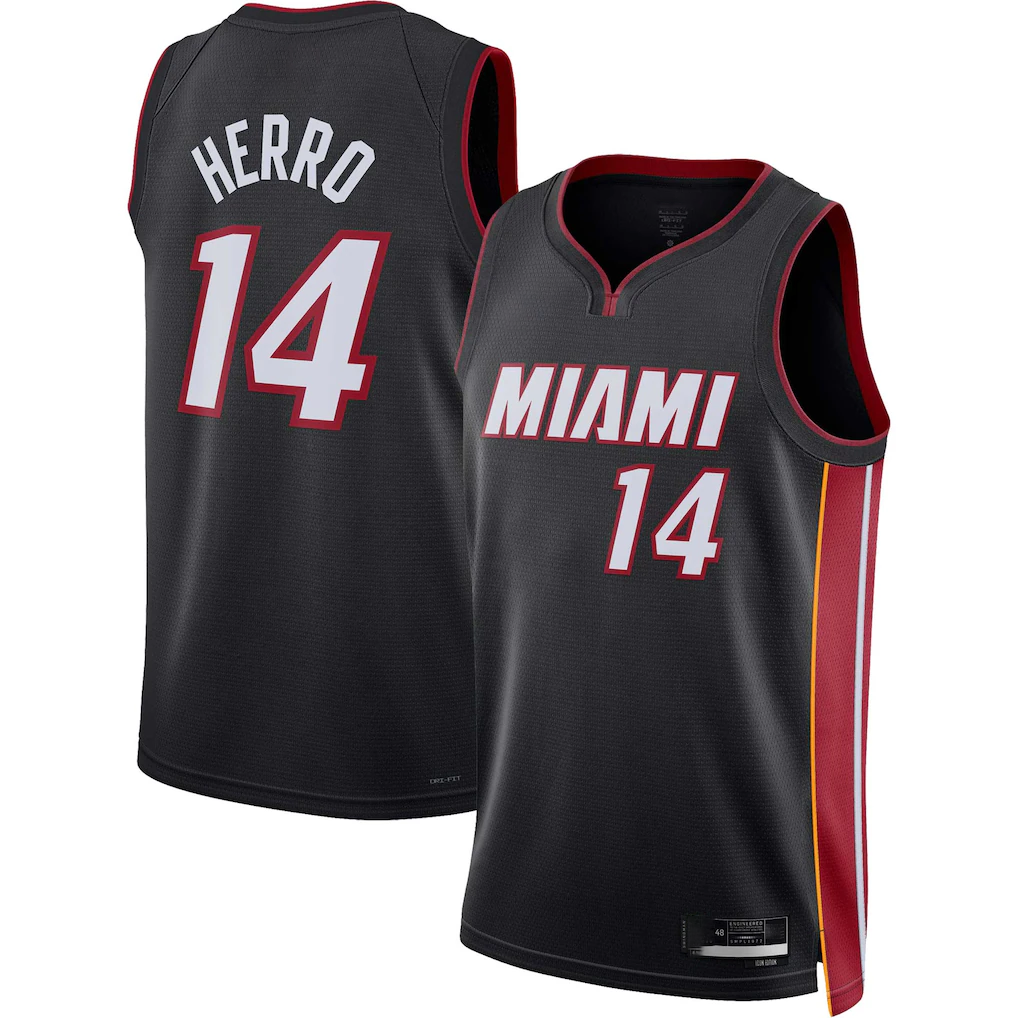 Fenge M.Heat #14 Tyler Herro Black Swingman Jerseys - Icon Edition