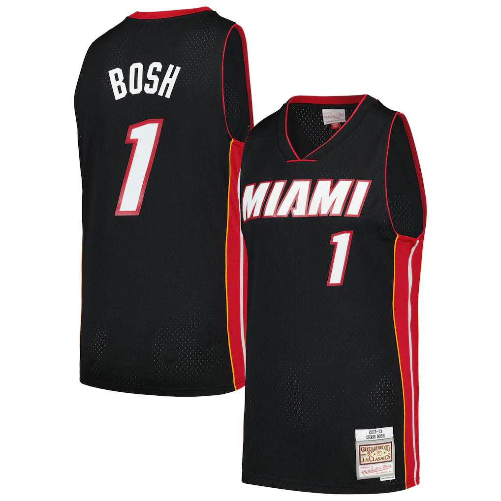 Fenge M.Heat #1 Chris Bosh Mitchell & Ness Black 2012-13 Hardwood Classics Swingman Jerseys