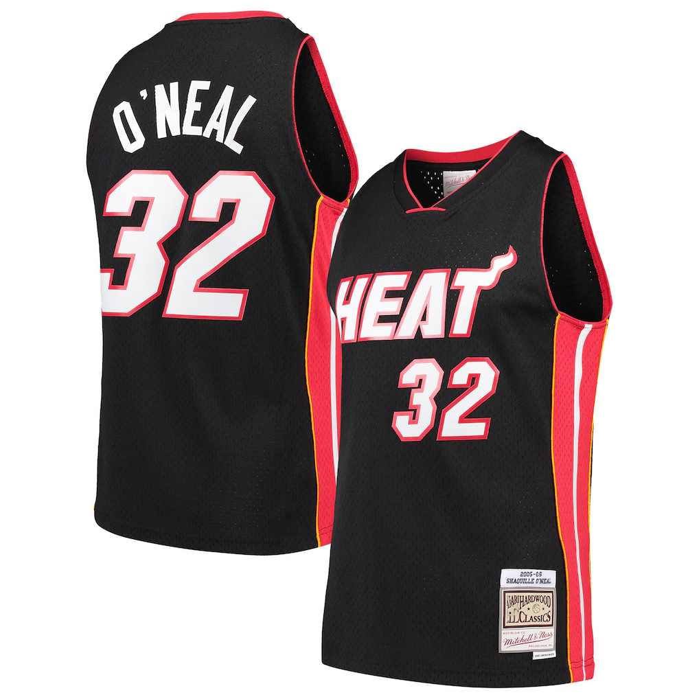 Fenge M.Heat #32 Shaquille O'Neal Mitchell & Ness Black Hardwood Classics Swingman Jerseys