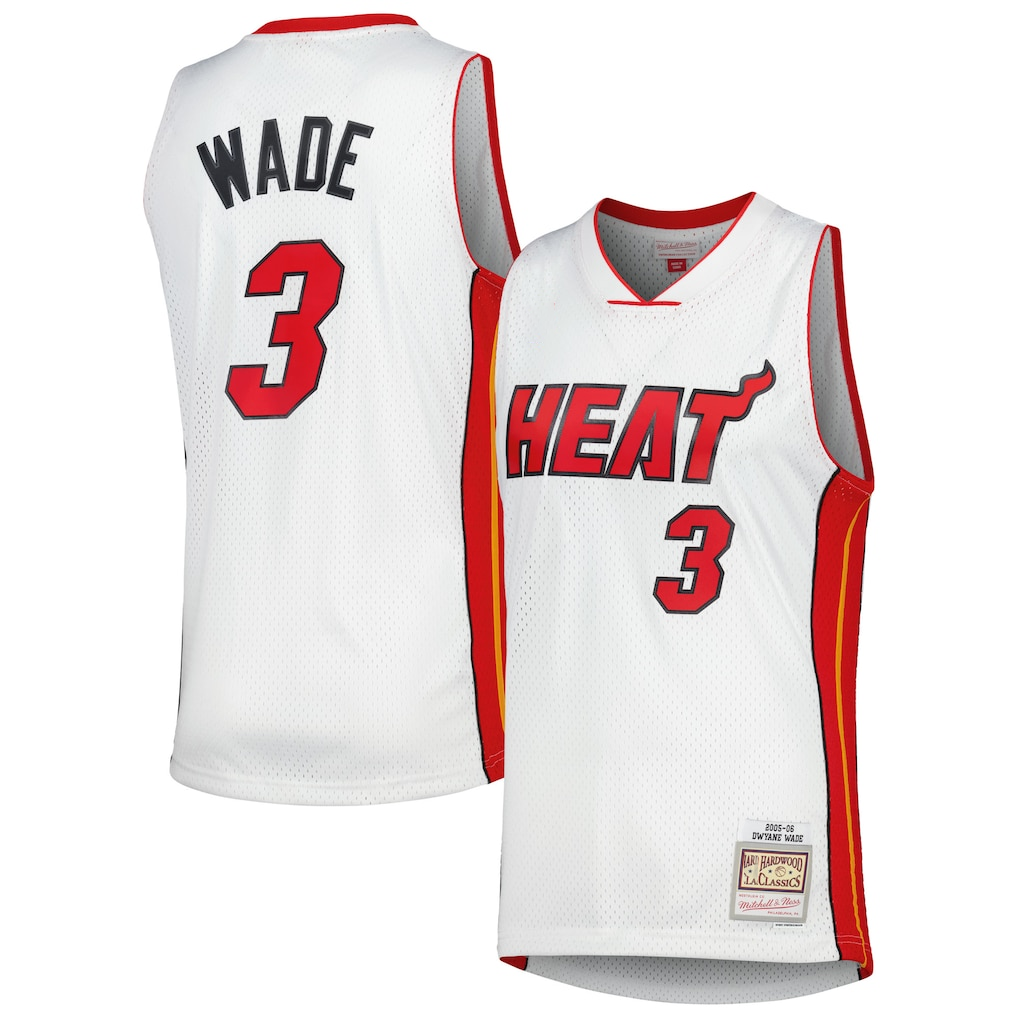 Fenge M.Heat #3 Dwyane Wade Mitchell & Ness White 2005-06 Hardwood Classics Swingman Jerseys