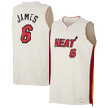 Fenge M.Heat #6 LeBron James Cream Forever King Reserve Authentic Jerseys
