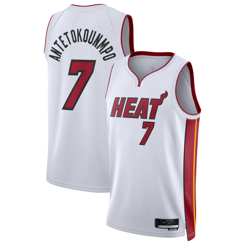 Fenge M.Heat #7 Giannis Antetokounmpo White Swingman Jerseys - Association Edition