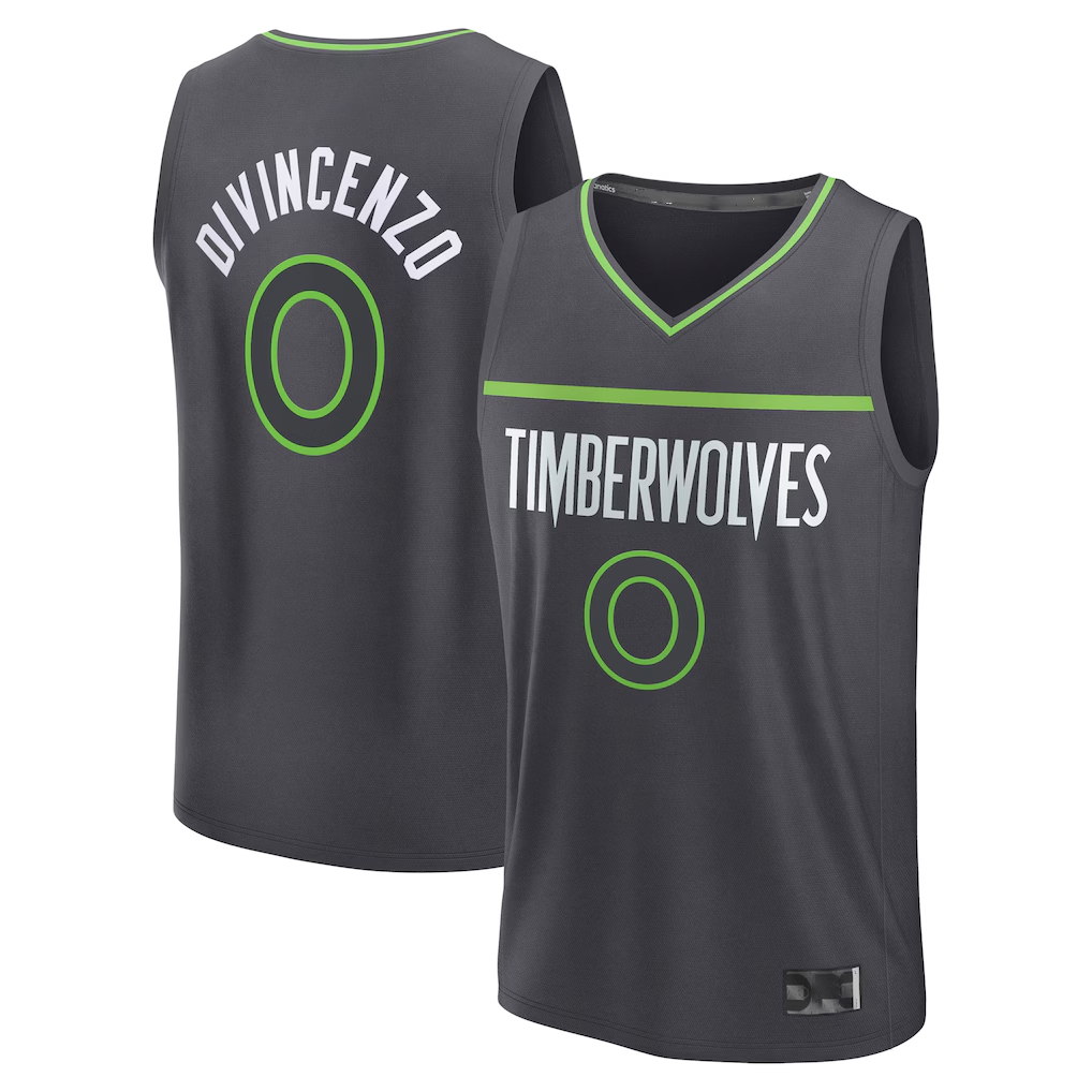 Fenge M.Timberwolves #0 Donte DiVincenzo Charcoal Fast Break Replica Player Stitched Jerseys - Statement Edition