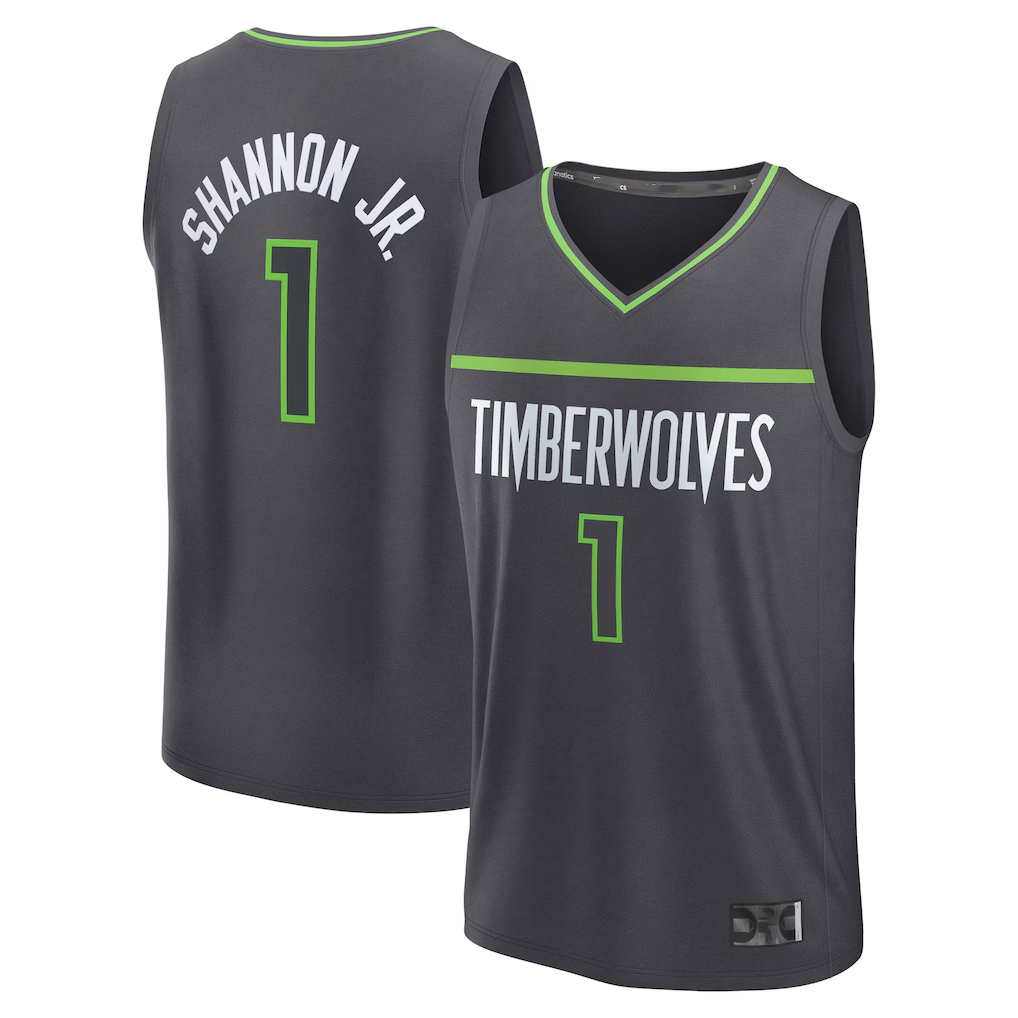 Fenge M.Timberwolves #1 Terrence Shannon Jr. Anthracite Fast Break Replica Stitched Jerseys - Statement Edition