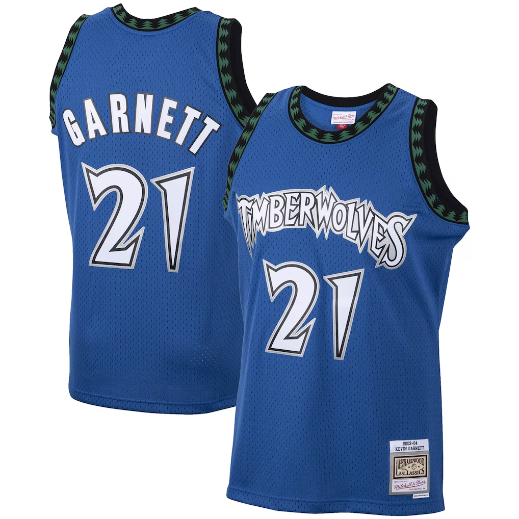 Fenge M.Timberwolves #21 Kevin Garnett Mitchell & Ness Blue 2003-2004 Hardwood Classics Swingman Stitched Jerseys