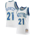 Fenge M.Timberwolves #21 Kevin Garnett Mitchell & Ness White 1995-1996 Hardwood Classics Swingman Stitched Jerseys
